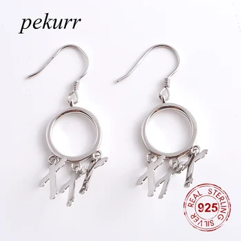 Pekurr, серьги-кольца из стерлингового серебра 925 пробы, Для женщин, серьги-кольца с серебряными крестиками и блестками, Модные украшения
