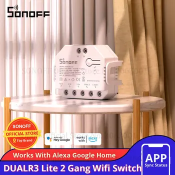 Sonoff Двойной 2-канальный переключатель Wi-Fi, дистанционный переключатель Wi-Fi с двумя лампами, управляемый двумя устройствами, умный беспроводной переключатель Работает с Alexa