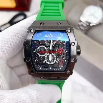 Мужские часы с силиконовым ремешком, спортивные кварцевые часы rm, мужские часы с хронографом Relogio Masculino